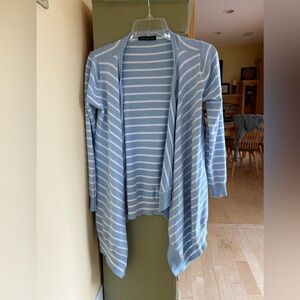 Elegant Blue Striped Women's Cardigan